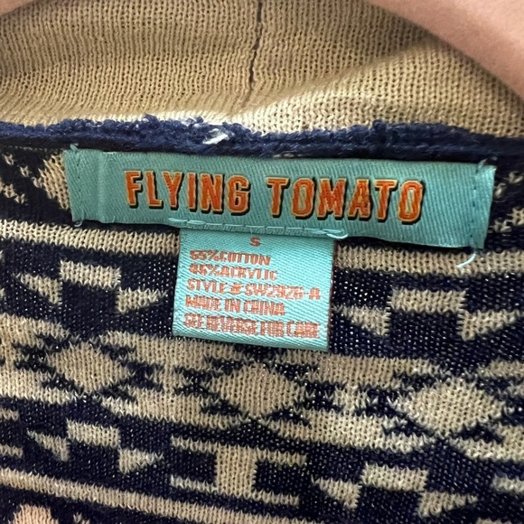 Flying Tomato, long sleeve wide open flap collar cardigan asymmetrical, Small - Picture 3 of 5